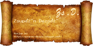 Zsupán Dezső névjegykártya